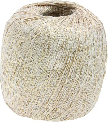 A ball of yarn with gold threads.