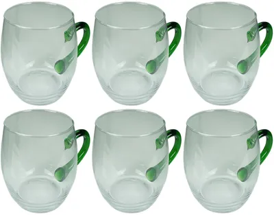 Produktbild von Novaliv 6x Weinseidel mit grünem Henkel 250 ml Weinglas geeicht Glas Weißweinglas Glühweingläser Glühweintasse  Punchgläser Teegläser mit Henkel Schorleglas