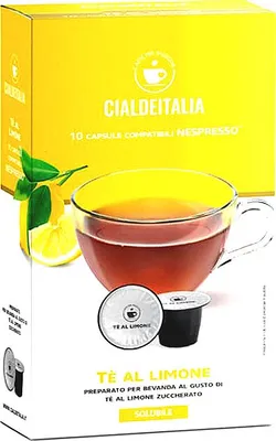 Produktbild von Cialdeitalia - Zitronentee Kapseln gesüßt - kompatibel mit Nespresso Maschinen - lösliches Getränk Zitronentee - 120 Kapseln