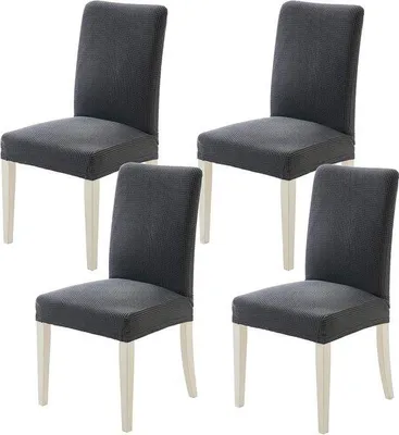 Imagen del producto de Juego de fundas para sillas Unyqoos® (6 y 4 unidades) – color gris, fundas desmontables y lavables para sillas de oficina, cocina/comedor, sala de estar, bodas y eventos