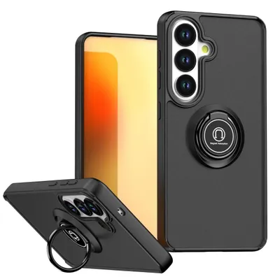 Image de Coque de téléphone portable avec anneau pour Samsung Galaxy S26 série Q, design en TPU, noire