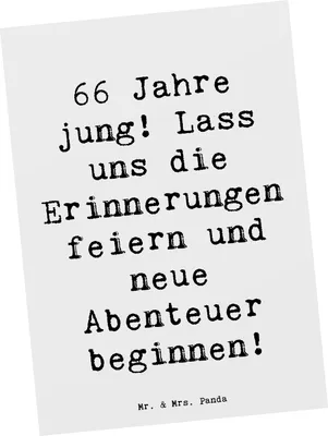 Produktbild von Mr. & Mrs. Panda Postkarte Spruch 66. Geburtstag Feiern - Weiß - Geschenk, Alter, besondere Anlass, Happy Birthday, Ansichtskarte, Geburtstagsfeier, einzelkarte