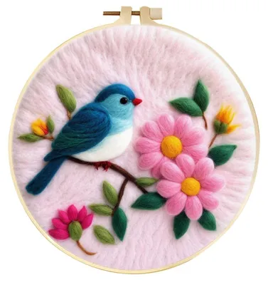 Naaldviltenset für Anfänger, Vogel-Motiv, 7-teilig, 20x20x2 cm