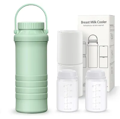 Produktbild von Tragbarer Muttermilchkühler,600 ml Fassungsvermögen, für Reisen und Outdoor-Aktivitäten, 360°-Kühlung hält Milch inklusive 2 Muttermilchflaschen