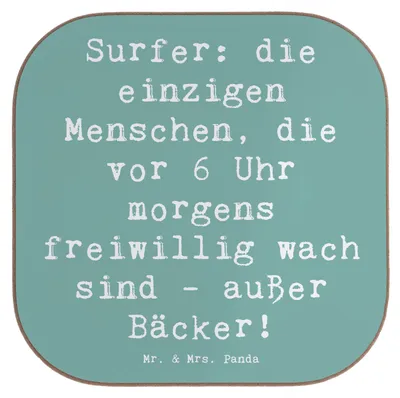 Produktbild von Mr. & Mrs. Panda Untersetzer für Gläser Spruch Surfen Frühaufsteher - Meeresbrise - Geschenk, Sport, Teamsport, Sportler, Holzuntersetzer, Wellen, weinuntersetzer, Strand