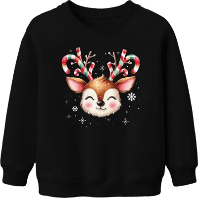 Obrázek produktu pro Reindeer Candy Cane Sweet Snow - vánoční vánoční dárek Uni dětský vánoční svetr, černý, 116
