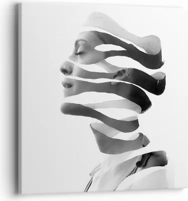 Produktbild von Bild auf Leinwand - Leinwandbild - Einteilig - Frau Surrealismus Monochrom - 40x40cm - Wand Bild - Wanddeko - Wandbilder - Leinwanddruck - Bilder - Wanddekoration - Leinwand bilder - AC40x40-4430