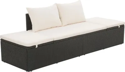 Immagine prodotto di Lettino da giardino nero 195×60 cm in poly rattan