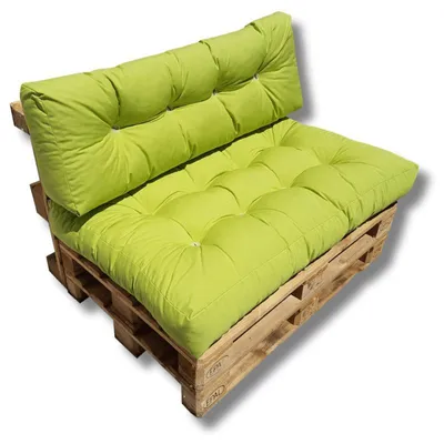 Image de Ensemble de coussins et de matelas matelassés pour palettes de jardin, couleur Pomme verte