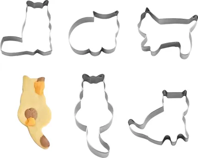Produktbild von 5 Stück Katze Ausstechformen Set, Katze Ausstecher, Keksausstecher katze, Plätzchenausstecher Edelstahl, Niedliche Formen Körper Ausstechformen für Themed Party