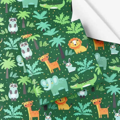 Produktbild von Omgoods – Geburtstagspapier mit Waldtieren – Geschenkpapier für Kinder – Geschenkpapierrolle – Babyparty – 4 Bögen, 50x70 cm – Bunt gemustert