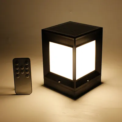 Produktbild von Solarlampe Pfosten Lampe Zaunbeleuchtung Pfostenleuchte 10x10x14 cm mit Fernbedienung Solarleuchte 3,7V 1200 mAh Zaunlampe helle Außenleuchte warmweiß und kaltweiß einstellbar
