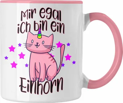 Produktbild von Trendation - Einhorn Tasse Lustiger Spruch Frauen Geschenk Freundin - Mir Egal Ich Bin Ein Einhorn - Mädchen Geschenkidee Tassen Kaffeetasse Mädels (Rosa)