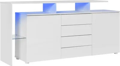 Produktbild von Kommode Esszimmer 160x35x70 cm Sideboard LED Weiss Wohnzimmerschrank Standschrank TV-Schrank Wohnzimmerwand Mehrzweckschrank Vitrine Buffetschrank