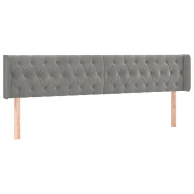 Produktbild von vidaXL Kopfteil mit Ohren Hellgrau 203x16x78/88 cm Samt