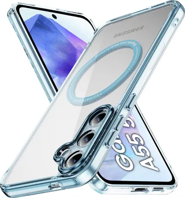 Immagine prodotto di Custodia magnetica trasparente per Samsung Galaxy A55, compatibile con MagSafe, custodia protettiva ibrida antiurto Blu
