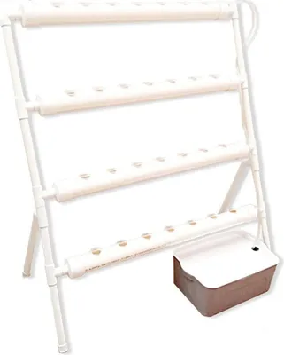 Produktbild von Hydroponik Anzucht-Set - PVC-Rohrsystem - 36 Pflanzlöcher - Ø32 mm - 95×45×100 cm - Ohne Reservoir - Weiß