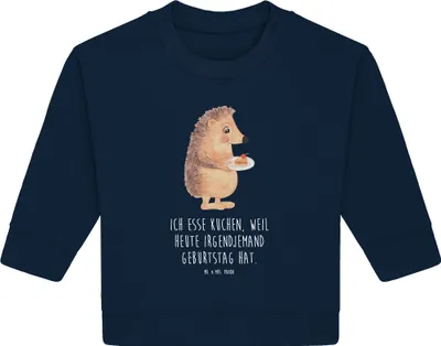 Produktbild von Mr. & Mrs. Panda Organic Baby Pullover Igel Kuchenstück 24. - 36. Monat - French Navy - Geschenk, Essen Spruch, Geburtstagskuchen, Kuchen, Bullover, Lustige Sprüche
