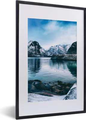 Produktbild von MuchoWow® Gerahmtes Poster Wasser - Berge - Natur 40x60 cm - Poster mit Schwarzem Bilderrahmen Wandposter Rahmen Foto Bilder - Poster in Rahmen