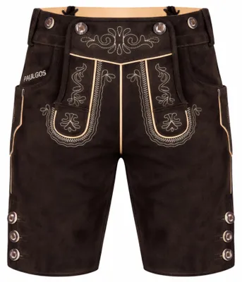 Produktbild von PAULGOS Herren Trachten Lederhose Kurz - HK2 - Echtes Leder - in 3 Farben erhältlich - Größe 44 - 60