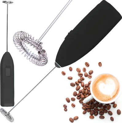 Produktbild von Elektrischer Milchaufschäumer Milchschäumer Aufschäumer Kaffee Mixer Warm Milk Milch Latte Cappuccino Eier Schlagen Macchiato Edelstahl Schwarz Retoo