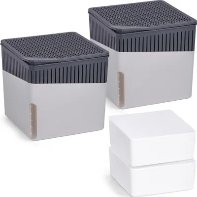 Produktbild von WENKO Stromfreier Raumentfeuchter Cube Grau 16,5 x 15,7 x 16,5 cm