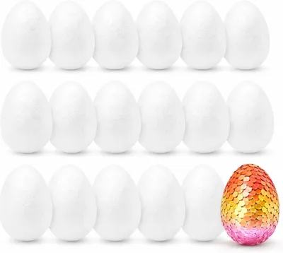 Immagine prodotto di 50 uova in polistirolo da 6 cm - Uova in polistirolo da dipingere - Uova di Pasqua in plastica, uova in plastica, per il bricolage - Uova come decorazione