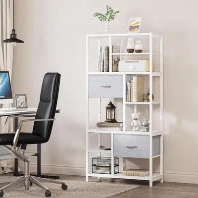 Produktbild von Famanu Bücherregal 7-stufig mit Schubladen - Weiß
