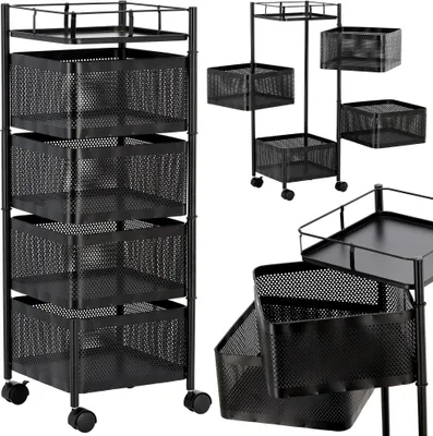 Produktbild von Friseurbedarfwagen Kosmetik Spa für Salon Regale auf Rollen mobil für Salon schwarz