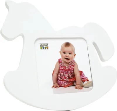 Produktbild von Deknudt Kinderrahmen Schaukelpferd weiß Holz 11x11 cm