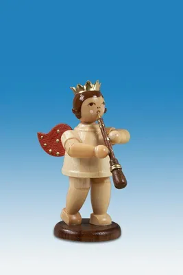 Imagen del producto de Figura de madera de un ángel músico con oboe, sin corona, altura de 6,5 cm. Producto nuevo