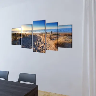Image de vidaXL Tableaux Décoration Set Plage 200 x 100 cm