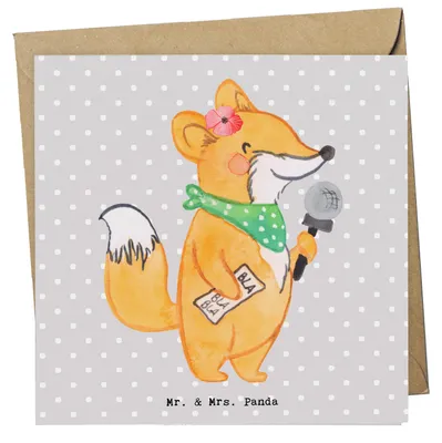 Produktbild von Mr. & Mrs. Panda Grußkarte Journalistin Herz - Grau Pastell - Geschenk, Studium, Ausbildung, Mikrofon, Glückwunschkarte, Klappkarte, anlasskarte, Interview, doppelkarte