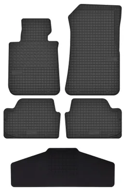 Image de Tapis de sol en caoutchouc + tunnel pour BMW BMW 1 E81, E87 2004-2011 (hayon) – 5 pièces, noirs, sur mesure