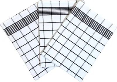 Immagine prodotto di Strofinacci da cucina in cotone egiziano – Colore bianco sporco con motivo marrone scuro, 50x70 cm, confezione da 3 pezzi