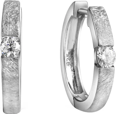Produktbild von V Klappcreolen 925/- Sterling Silber 1,7cm weiß Zirkonia weiß 274210105