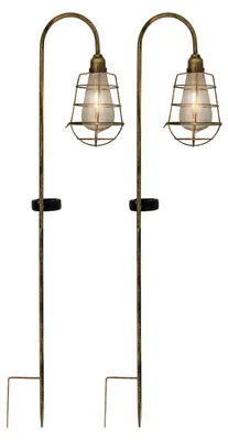 Produktbild von Näve Objektlicht 2er-Set LED Deko-Solar-Erdspieß, Außen-Bodenbeleuchtung, Messing, Metall, Kunststoff, IP44, Garten, Terrasse, 1 Glühbirne(n)
