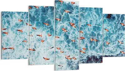 Produktbild von Bild auf Leinwand - Leinwandbild - 5 Teile - Flamingos Karibik Vögel - 160x85cm - Wand Bild - Wanddeko - Wandbilder - Leinwanddruck - Bilder - Wanddekoration - Leinwand bilder - EA160x85-5013
