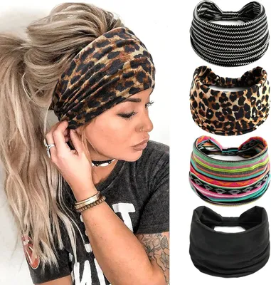 Produktbild von 4x Haarband Damen bunt, Stirnband für Yoga und Sport Hairband, A0568