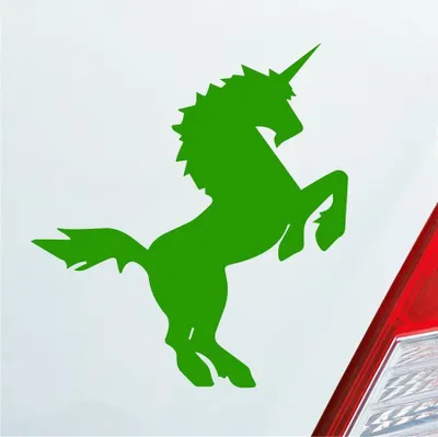 Produktbild von Auto Aufkleber Einhorn Last Unicorn Pferd Pony 10x11 cm Hellgrün Sticker Heckscheibenaufkleber