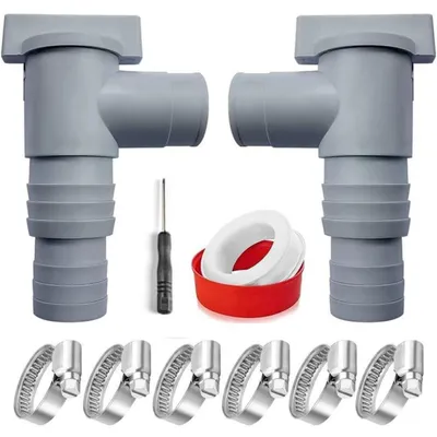 Productafbeelding van Afsluitkraan voor zwembad, 32 mm, set van 2, kunststof, grijs, inclusief accessoires