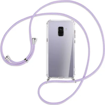 Produktbild von Handykette Backcover-Schutzhülle mit Band (Metall silberfarben) für Samsung Galaxy A8 Plus 2018 - violett