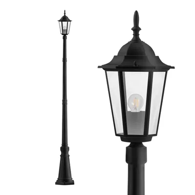 Obrázok produktu pre LED záhradné svetlo 229cm E27 max 60W IP44 stĺpikové svetlo čierne