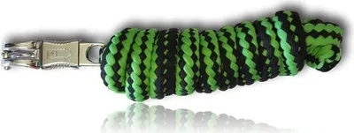 Produktbild von Führstrick mit Panikhaken für Pferd - Anbindestrick in verschiedenen stylischen Designs, Länge 2m, Farbe grün-schwarz