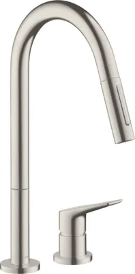 Image de Hansgrohe Axor Citterio M Mitigeur d'évier 2 trous acier avec douchette extractible