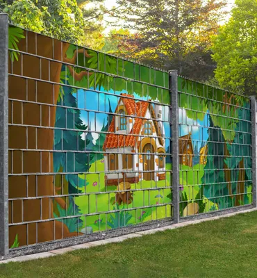 Produktbild von Sichtschutzstreifen Dorf im Wald Sichtschutz Garten Zaun - Teil1 + Teil2 - 500x180cm