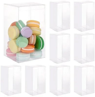 Produktbild von Transparente Geschenkboxen 10er Set - Durchsichtige Kunststoff - 10 x 10 x 18 cm - Süßigkeiten Geschenkverpackung - Hochzeit/ Geburtstag - Schokoladen/Süßigkeiten