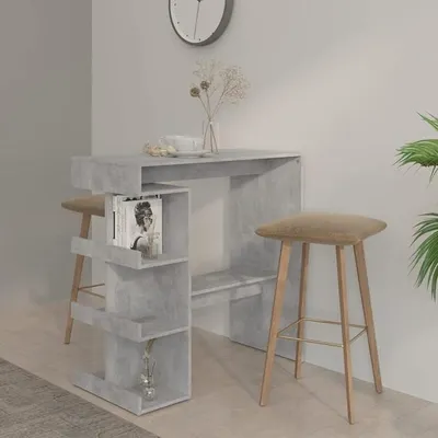 Produktbild von Bartisch mit Regal Betongrau 100x50x101,5 cm KüChe MöBel KüChentheke Bar MöBel Bartisch Holzwerkstoff