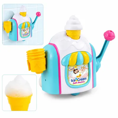 Produktbild von Eiscreme Bade-Spielzeug, manueller Seifenblasenmacher, Kinder 4–6 Jahre, buntes Eis-Design, Badewannen Spielzeug, Geschenk für Mädchen & Jungen