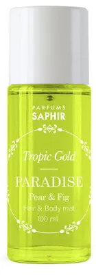 Productafbeelding van Saphir Tropic Gold Paradise, haar- en lichaamsspray met figuur en peer, 100 ml